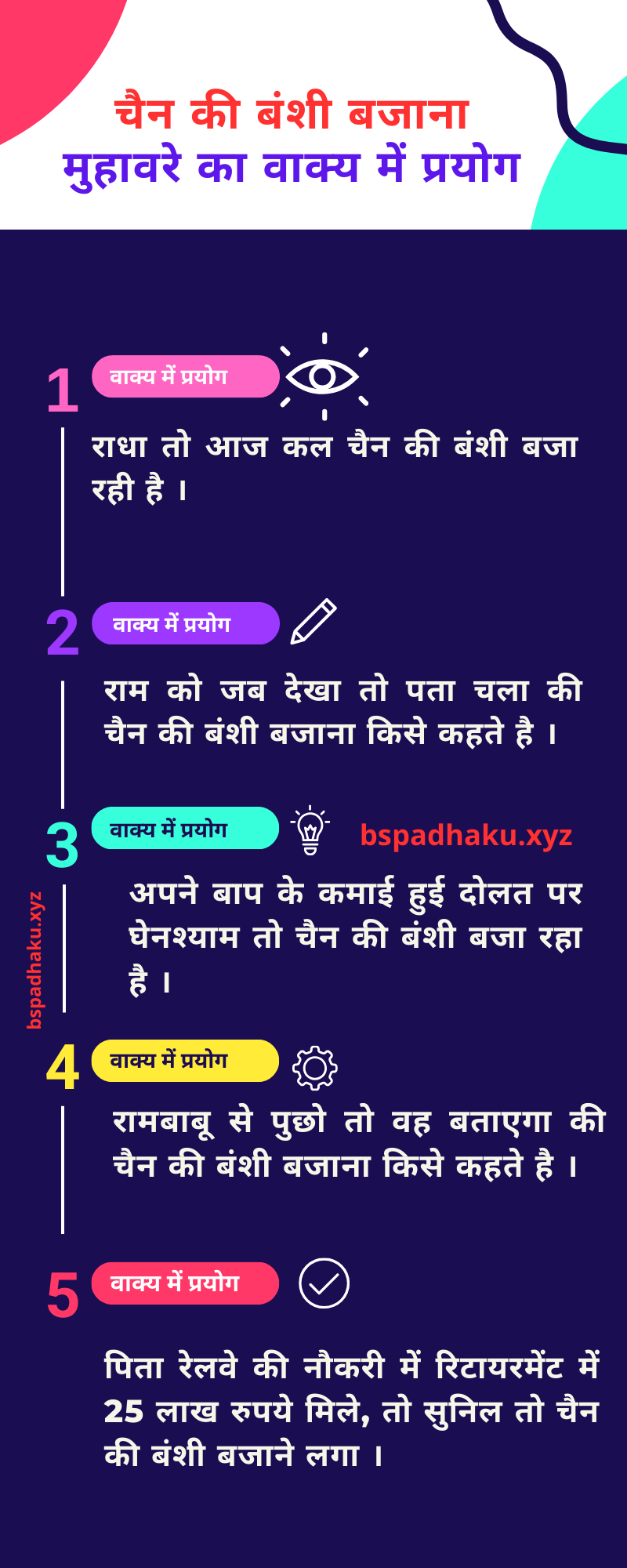 चैन की बंशी बजाना मुहावरे का वाक्य मे प्रयोग