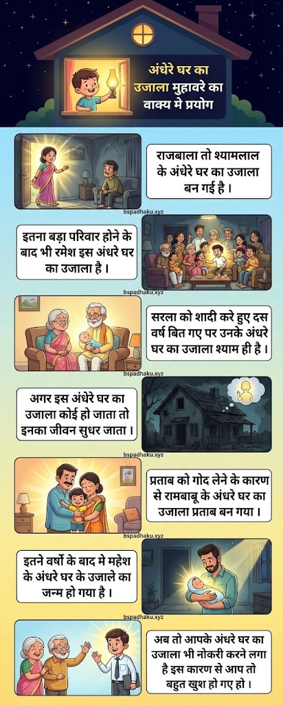 अँधेरे घर का उजाला मुहावरे का मतलब और वाक्य मे प्रयोग