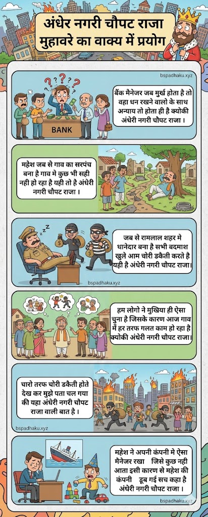 अंधेर नगरी चौपट राजा का अर्थ और वाक्य मे प्रयोग व कहानी