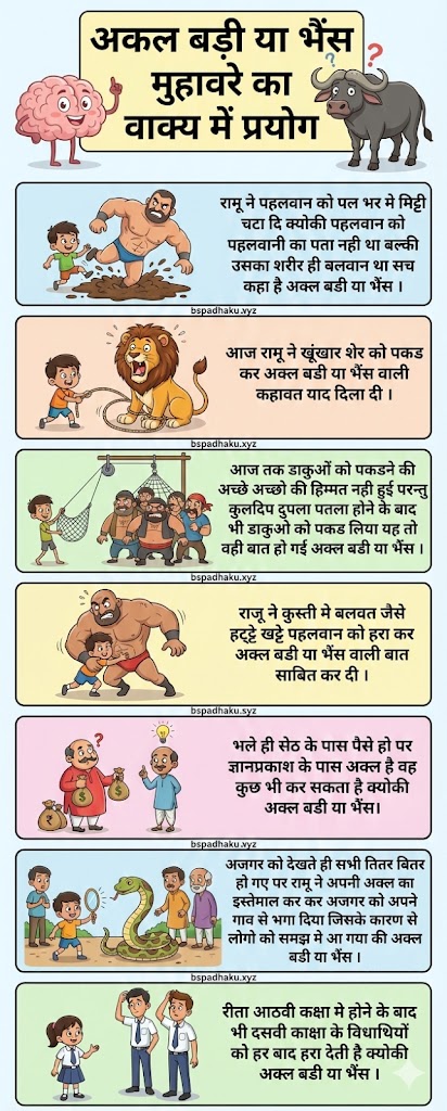 अकल बड़ी या भैंस का मतलब और वाक्य मे प्रयोग व निबंध