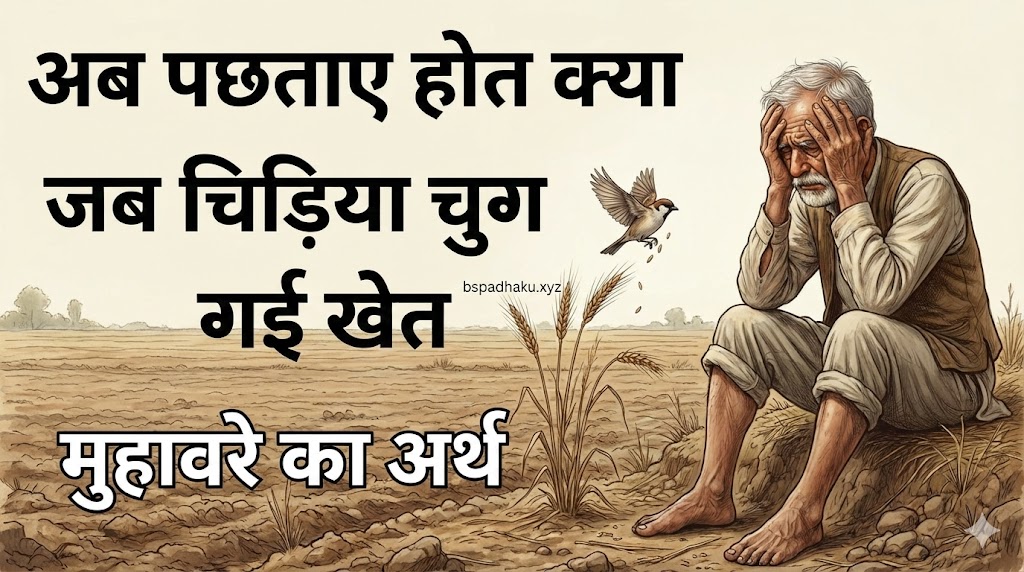 अब पछताए होत क्या जब चिड़िया चुग गई खेत मुहावरे का अर्थ और वाक्य में प्रयोग व कहानी