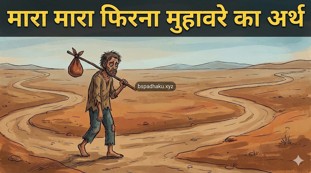 आओ समझें, मारा मारा फिरना मुहावरे का अर्थ और वाक्य मे प्रयोग