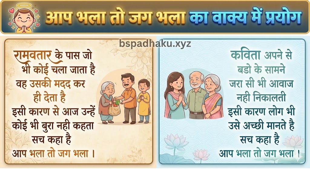 आप भला तो जग भला का वाक्य में प्रयोग aap bhala to jag bhala ka vakya me prayog