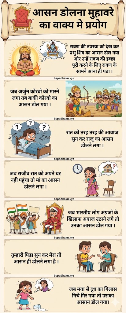 आसन डोलना मतलब और वाक्य मे प्रयोग व कहानी