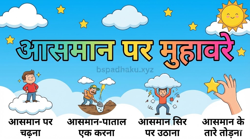 आसमान पर मुहावरे aasman par muhavare