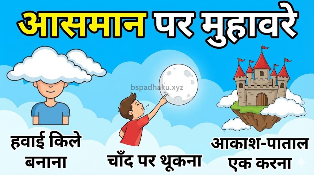 आसमान पर मुहावरे aasman par muhavare