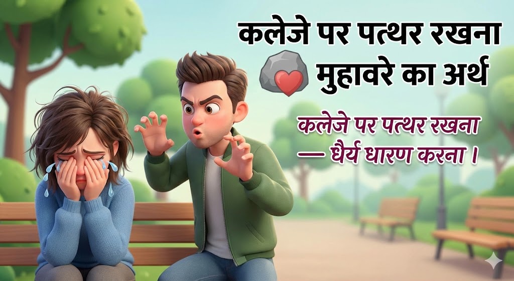 कलेजे पर पत्थर रखना मुहावरे का अर्थ और वाक्य मे प्रयोग