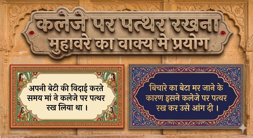 कलेजे पर पत्थर रखना मुहावरे का वाक्य मे प्रयोग Use in sentence