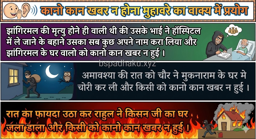 कानो कान खबर न होना मुहावरे का वाक्य ‌‌‌में प्रयोग