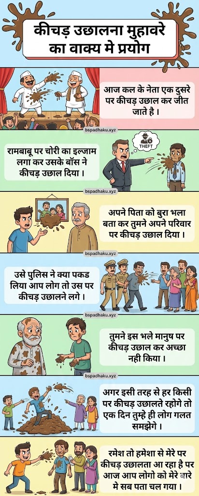 कीचड़ उछालना मतलब और वाक्य मे प्रयोग