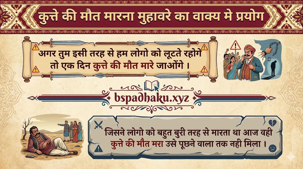 कुत्ते की मौत मारना मुहावरे का वाक्य मे प्रयोग Use in sentence