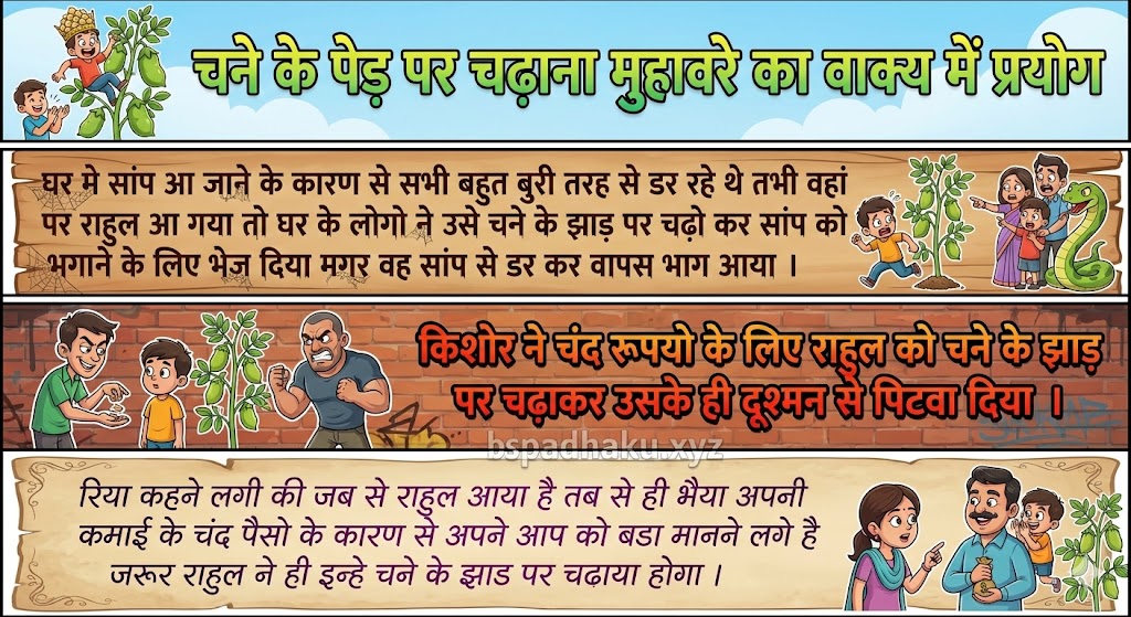 चने के पेड पर चढ़ाना मुहावरे का वाक्य में प्रयोग