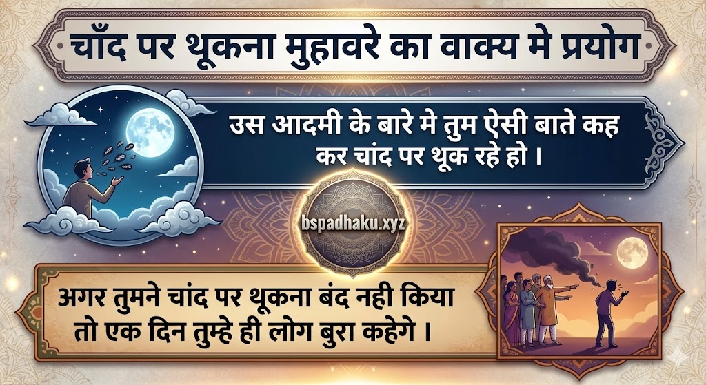 चाँद पर थूकना मुहावरे का वाक्य मे प्रयोग Use in sentence