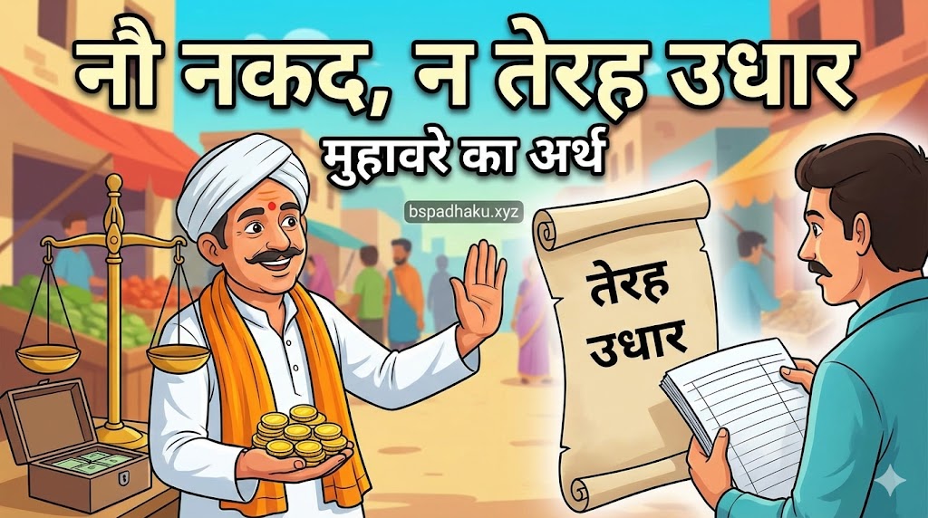 ‌‌‌नौ नकद, न तेरह उधार मुहावरे का अर्थ और वाक्य मे प्रयोग