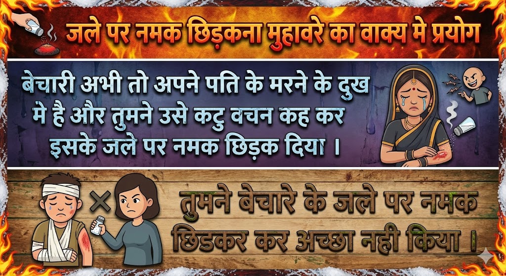 जले पर नमक छिडकना मुहावरे का वाक्य मे प्रयोग 