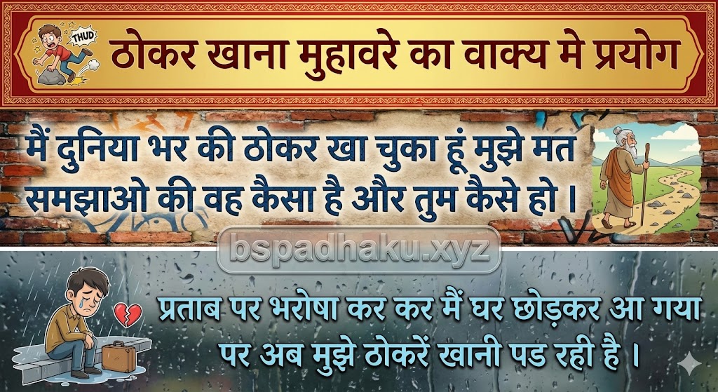 ठोकर खाना मुहावरे का वाक्य मे प्रयोग
