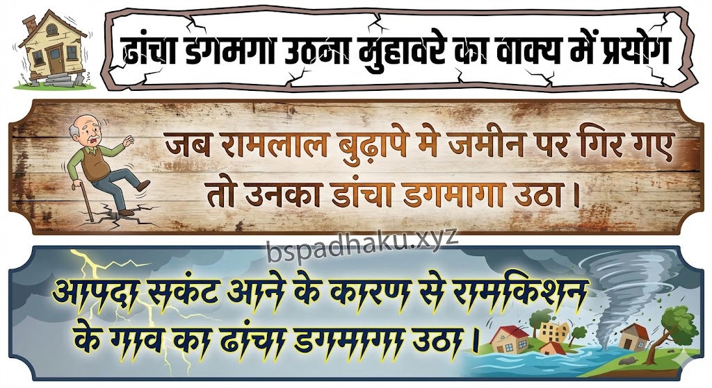 ढांचा डगमगा उठना मुहावरे का वाक्य में प्रयोग use in sentence