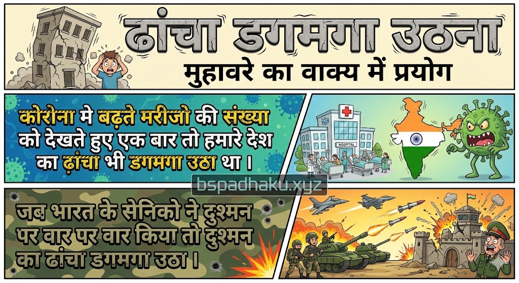 ढांचा डगमगा उठना मुहावरे का वाक्य में प्रयोग use in sentence