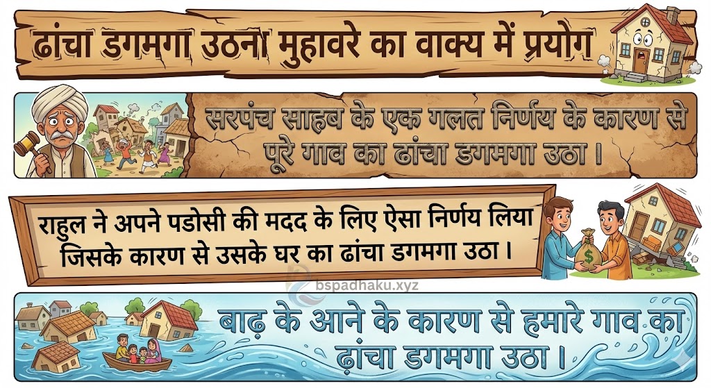 ढांचा डगमगा उठना मुहावरे का वाक्य में प्रयोग use in sentence