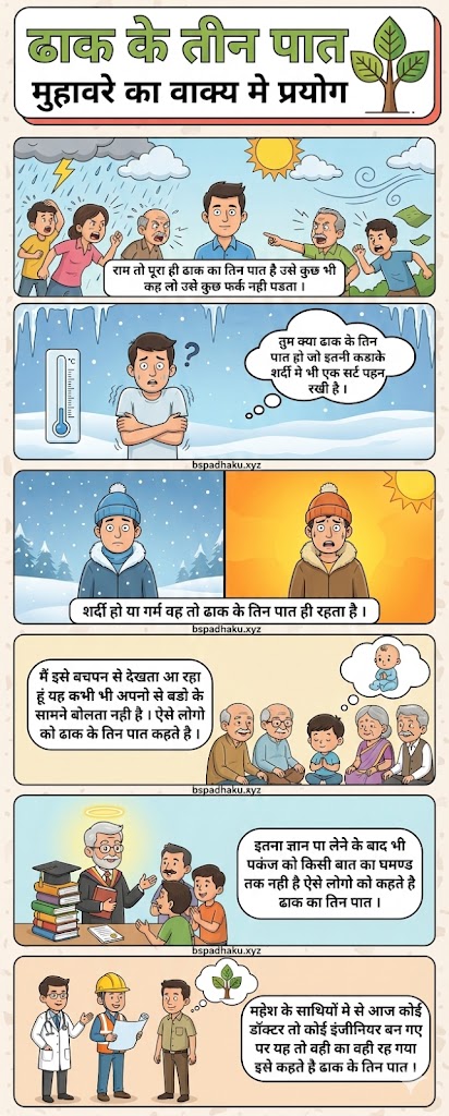 ढाक के तीन पात मुहावरे का अर्थ और वाक्य मे प्रायोग व कहानी