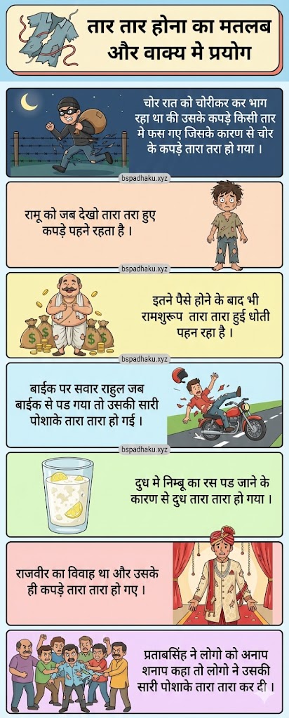 तार तार होना मुहावरे का मतलब और वाक्य व निबंध