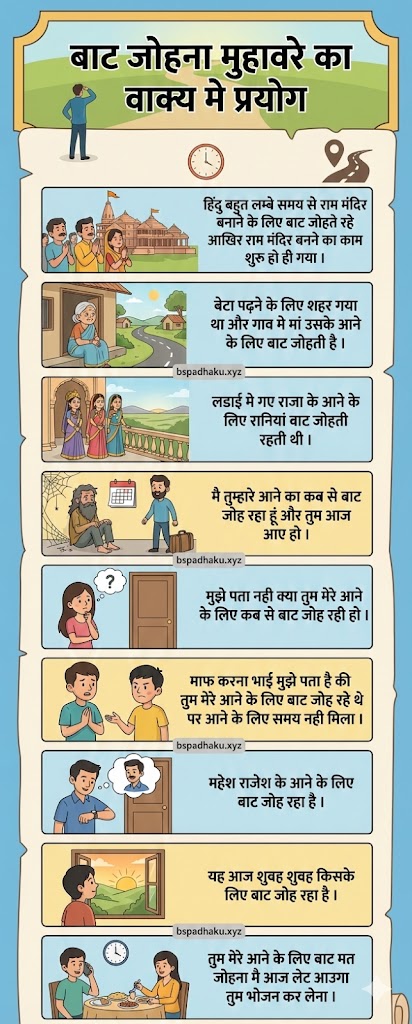 बाट जोहना मुहावरे का अर्थ व कहानी और वाक्य मे प्रयोग