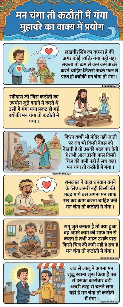 मन चंगा तो कठौती में गंगा का अर्थ और वाक्य व कहानी