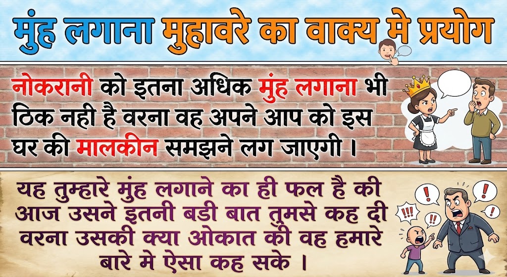 मुंह लगाना मुहावरे का वाक्य मे प्रयोग Use in sentence