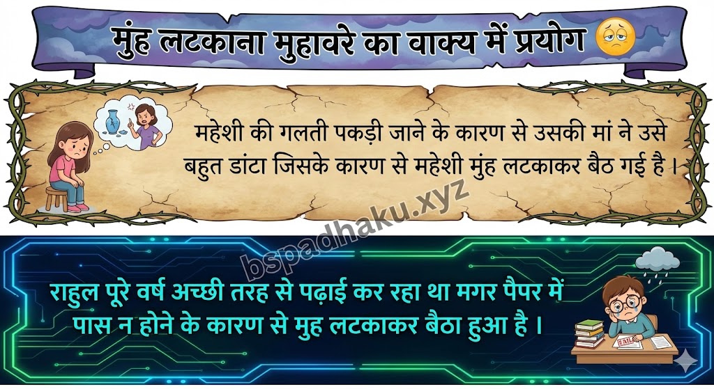 मुंह लटकाना मुहावरे का वाक्य में प्रयोग