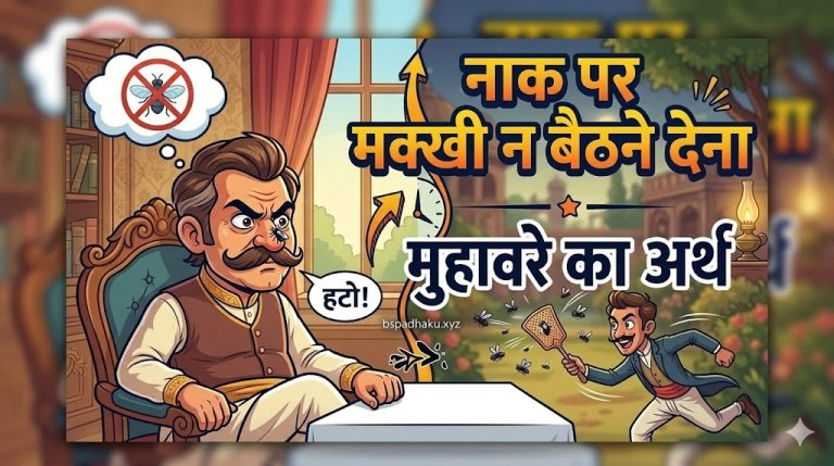 सरल भाषा में समझे, नाक पर मक्खी न बैठने देना मुहावरे का अर्थ और वाक्य मे प्रयोग