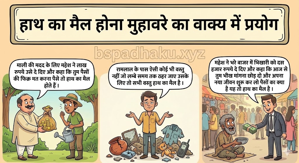 हाथ का मैल होना मुहावरे का वाक्य में प्रयोग haath ka mail hona muhavare ka vakya me prayog