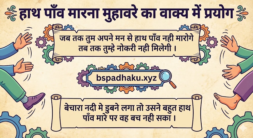 हाथ पाँव मारना मुहावरे का अर्थ और वाक्य मे प्रयोग ‌‌‌