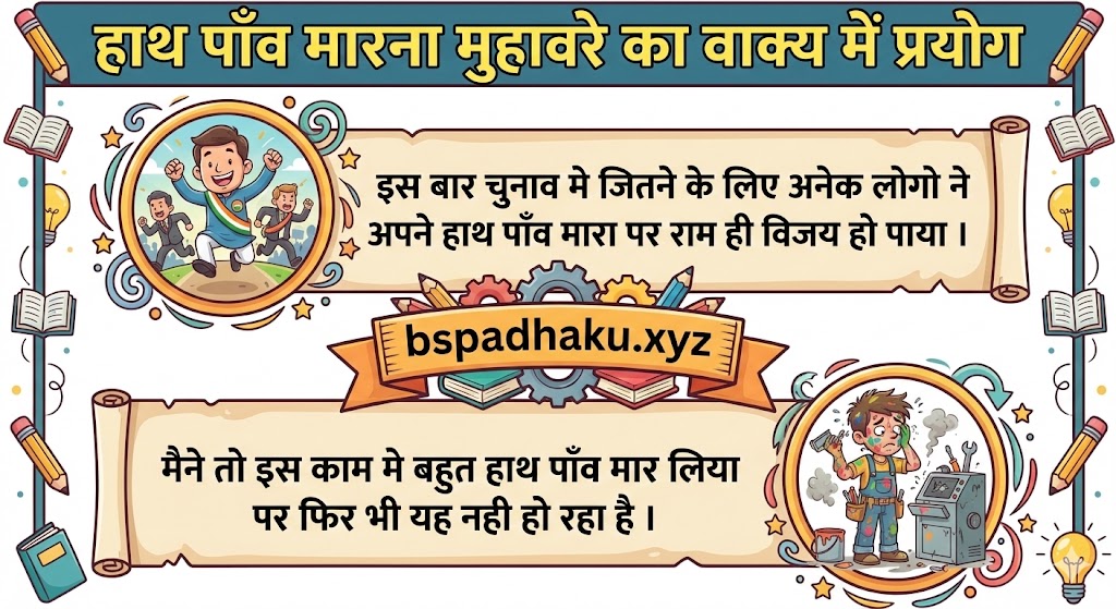 हाथ पाँव मारना मुहावरे का अर्थ और वाक्य मे प्रयोग ‌‌‌