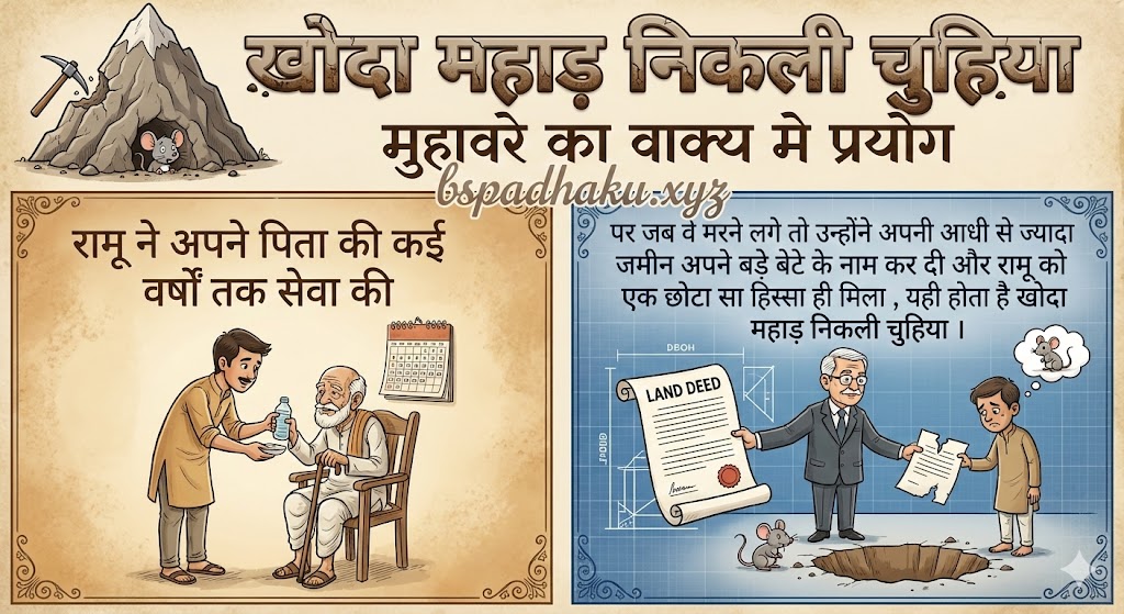 ‌‌‌खोदा महाड़ निकली चुहिया का वाक्य मे प्रयोग khoda pahad nikli chuhiya ka vakya me prayog