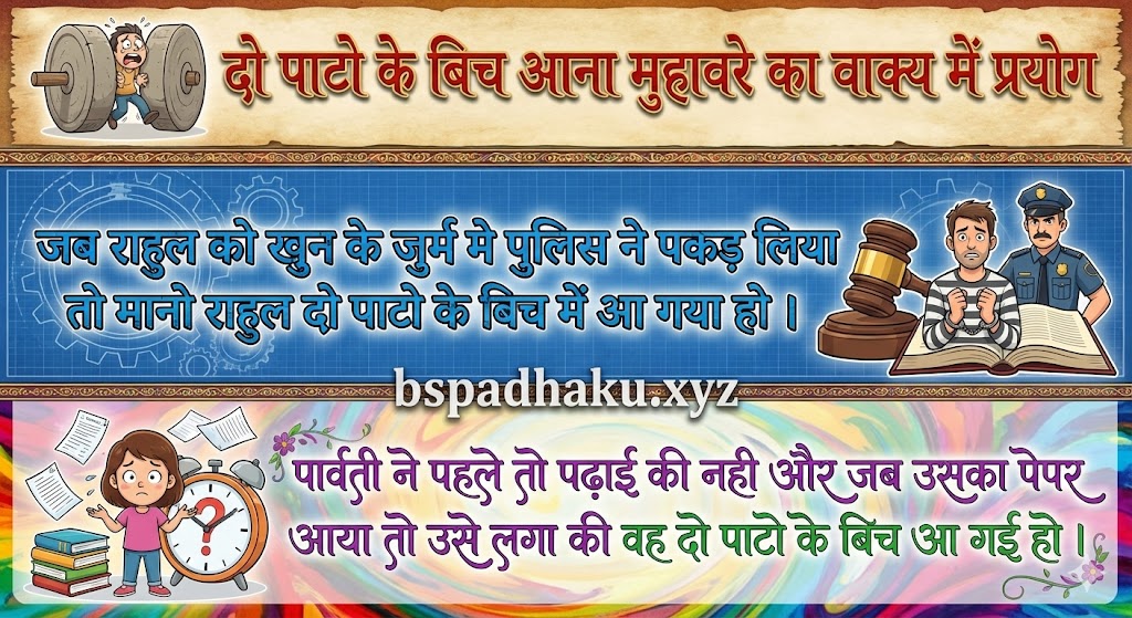 ‌‌‌दो पाटो के बिच आना मुहावरे का वाक्य में प्रयोग use in sentence
