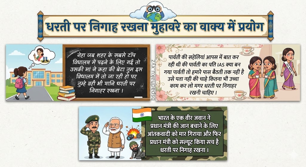 ‌‌‌धरती पर निगाह रखना मुहावरे का वाक्य में प्रयोग