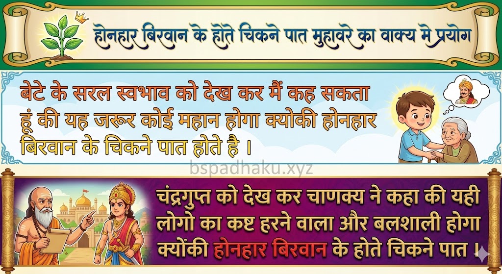 ‌‌‌होनहार बिरवान के होते चिकने पात का वाक्य मे प्रयोग honhar birvan ke hot chikne pat ka vakya me prayog