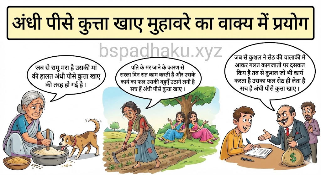 अंधी पीसे कुत्ता खाए मुहावरे का वाक्य में प्रयोग andhe pise kutta khaye muhavare ka vakya me prayog