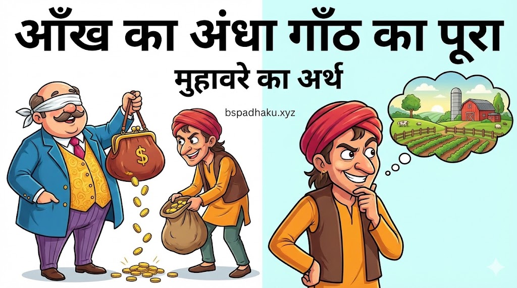आँख का अंधा गाँठ का पूरा का अर्थ और वाक्य में प्रयोग व कहानी