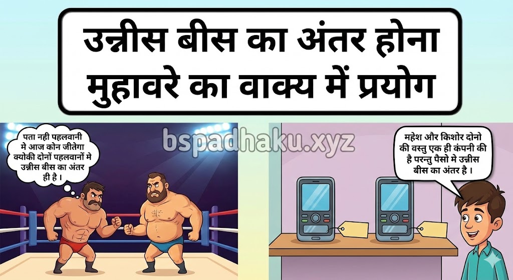 उन्नीस बीस का अंतर होना मुहावरे का वाक्य में प्रयोग unees bees ka antar hona muhavare ka vakya me prayog