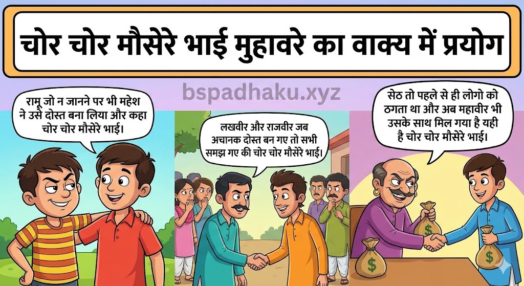चोर चोर मौसेरे भाई मुहावरे का वाक्य में प्रयोग chor chor mausere bhai muhavare ka vakya me prayog
