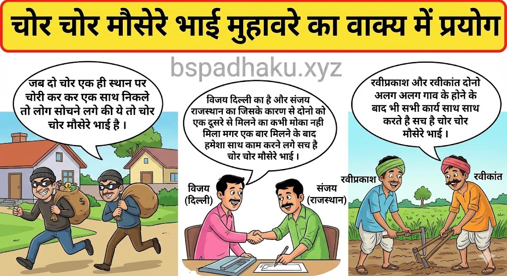 चोर चोर मौसेरे भाई मुहावरे का वाक्य में प्रयोग chor chor mausere bhai muhavare ka vakya me prayog