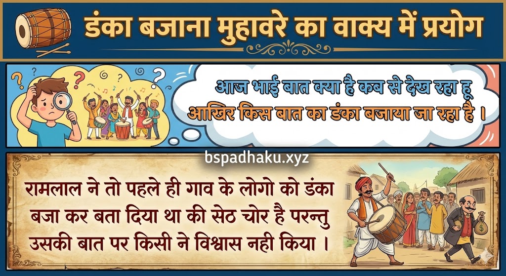 डंका बजाना मुहावरे का वाक्य में प्रयोग  danka bajana muhavare ka vakya me prayog