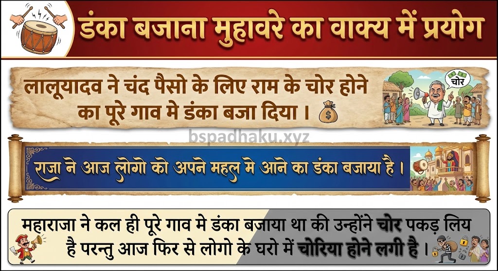 डंका बजाना मुहावरे का वाक्य में प्रयोग  danka bajana muhavare ka vakya me prayog