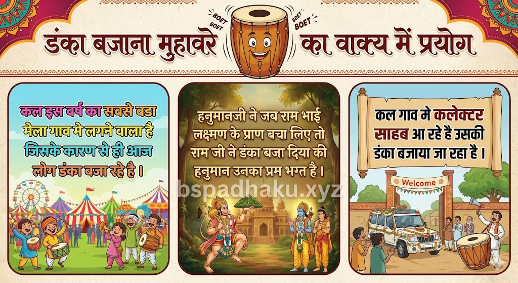 डंका बजाना मुहावरे का वाक्य में प्रयोग  danka bajana muhavare ka vakya me prayog