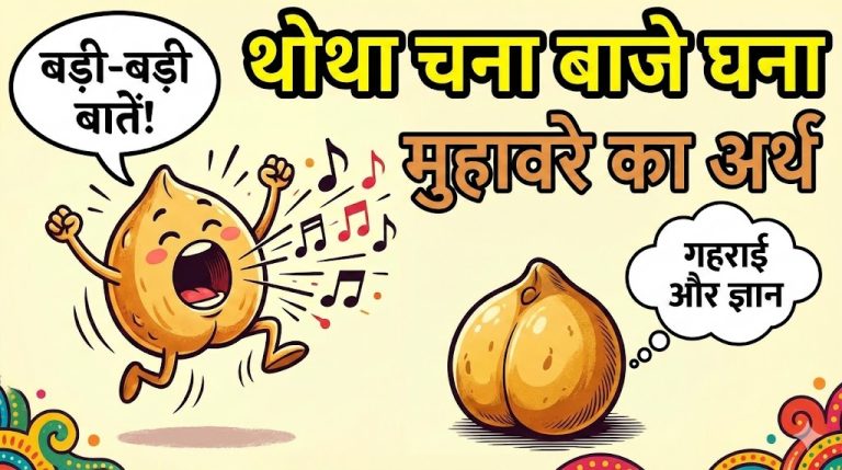 थोथा चना बाजे घना मुहावरे का अर्थ और वाक्य मे प्रयोग