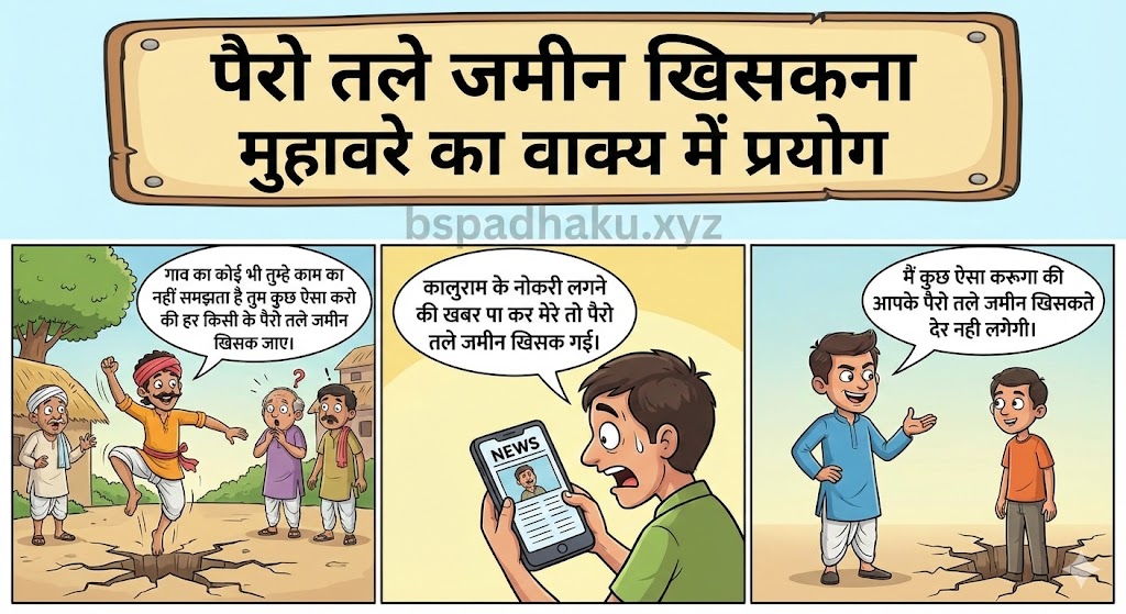 पैरो तले जमीन खिसकना मुहावरे का वाक्य में प्रयोग pairo tale zameen khisakna muhavare ka vakya me prayog