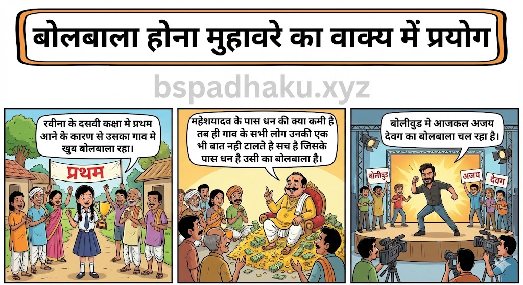बोलबाला होना मुहावरे का वाक्य में प्रयोग bolbala hona muhavare ka vakya me prayog