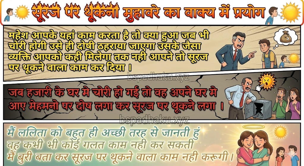 सूरज पर थूकना मुहावरे का ‌‌‌वाक्य में प्रयोग suraj par thukna muhavare ka vakya me prayog