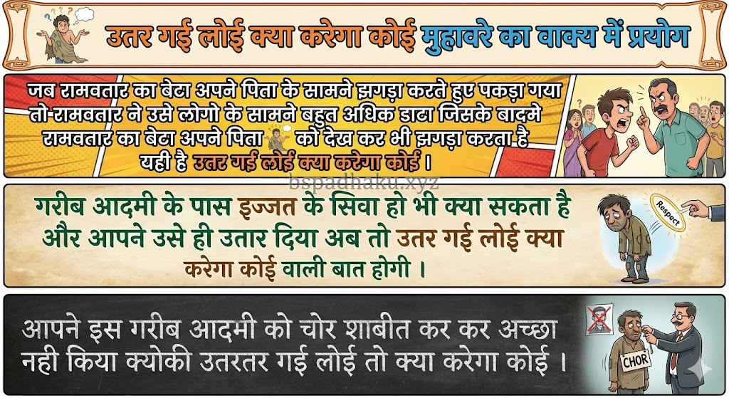 ‌‌‌उतर गई लोई क्या करेगा कोई मुहावरे का वाक्य में प्रयोग utar gai loi kya karega koi muhavare ka vakya me prayog